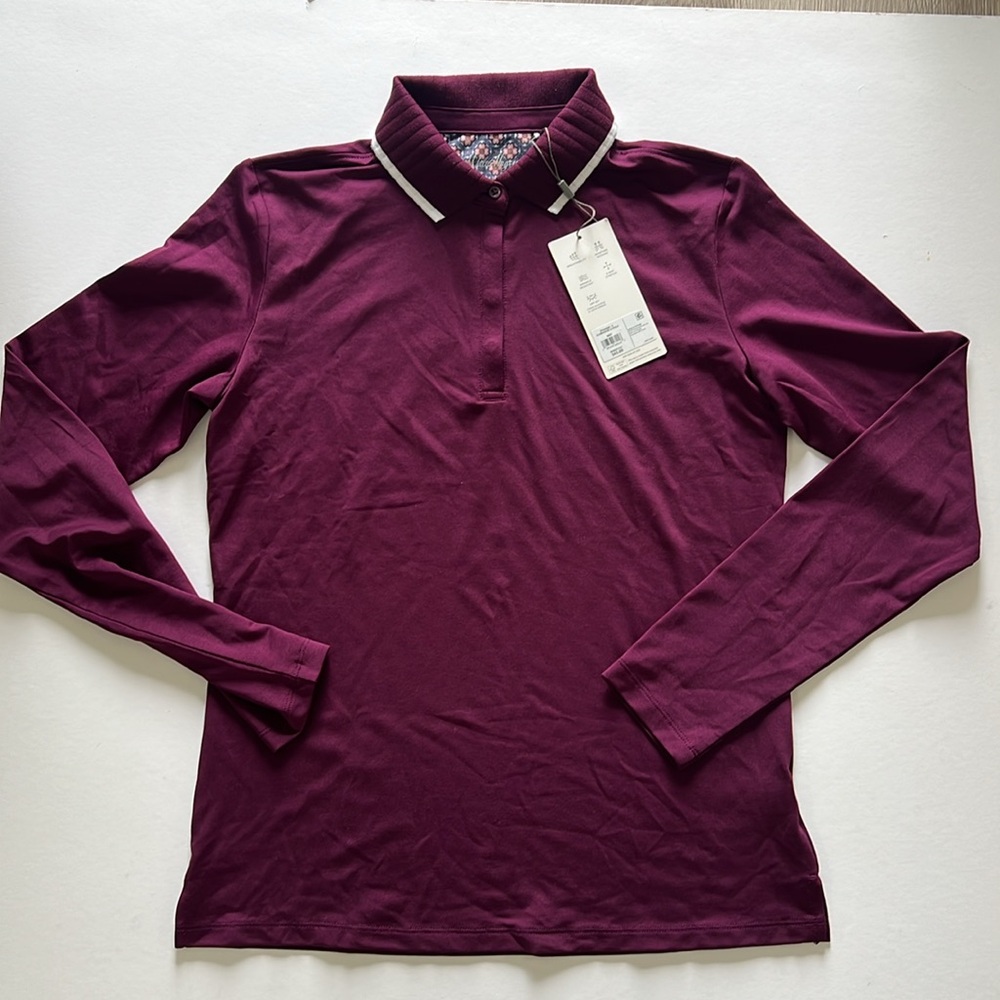 NWT Walter Hagan Clubhouse Long Sleeve Polo in Beet - Picture 4 of 9